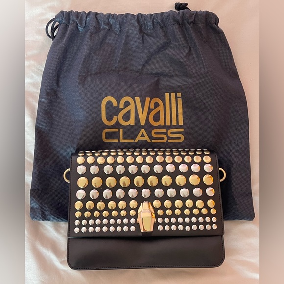 Cavalli class black handbag with decor - Picture 2 of 15